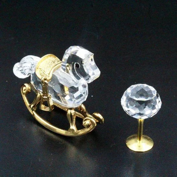 Authentic Swarovski Crystal Rocking Horse Gold Plate Figurine